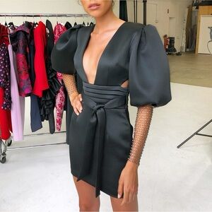 Fashion Nova Black Puff Sleeve Mini Dress